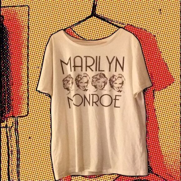 Marilyn Monroe shirt 4 faces brown on off white XL - Picture 7 of 8